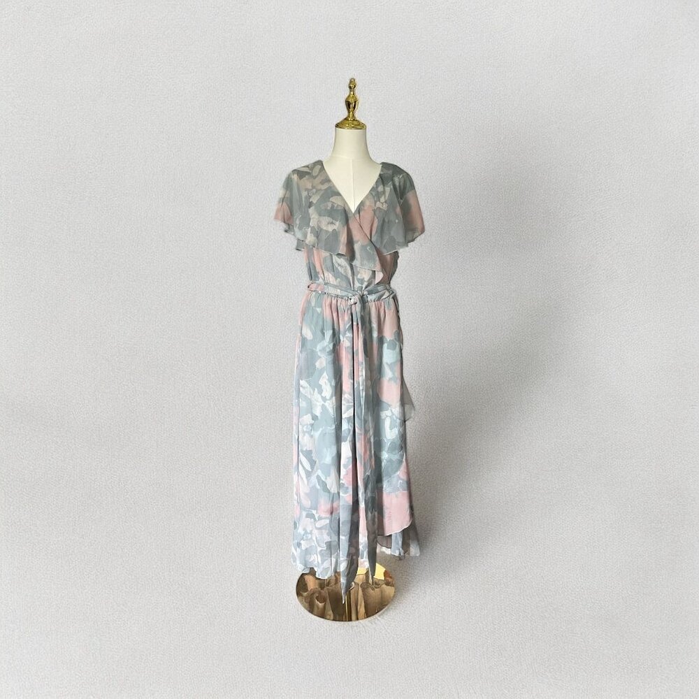 Show Me Your MuMu Jess Ruffle Floral Midi Dress in Sage I Do 3XL